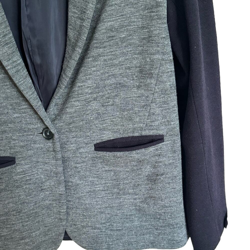 J Crew Black and Gray Cotton/Wool Contrast Blazer Size 8 - Picture 2 of 12